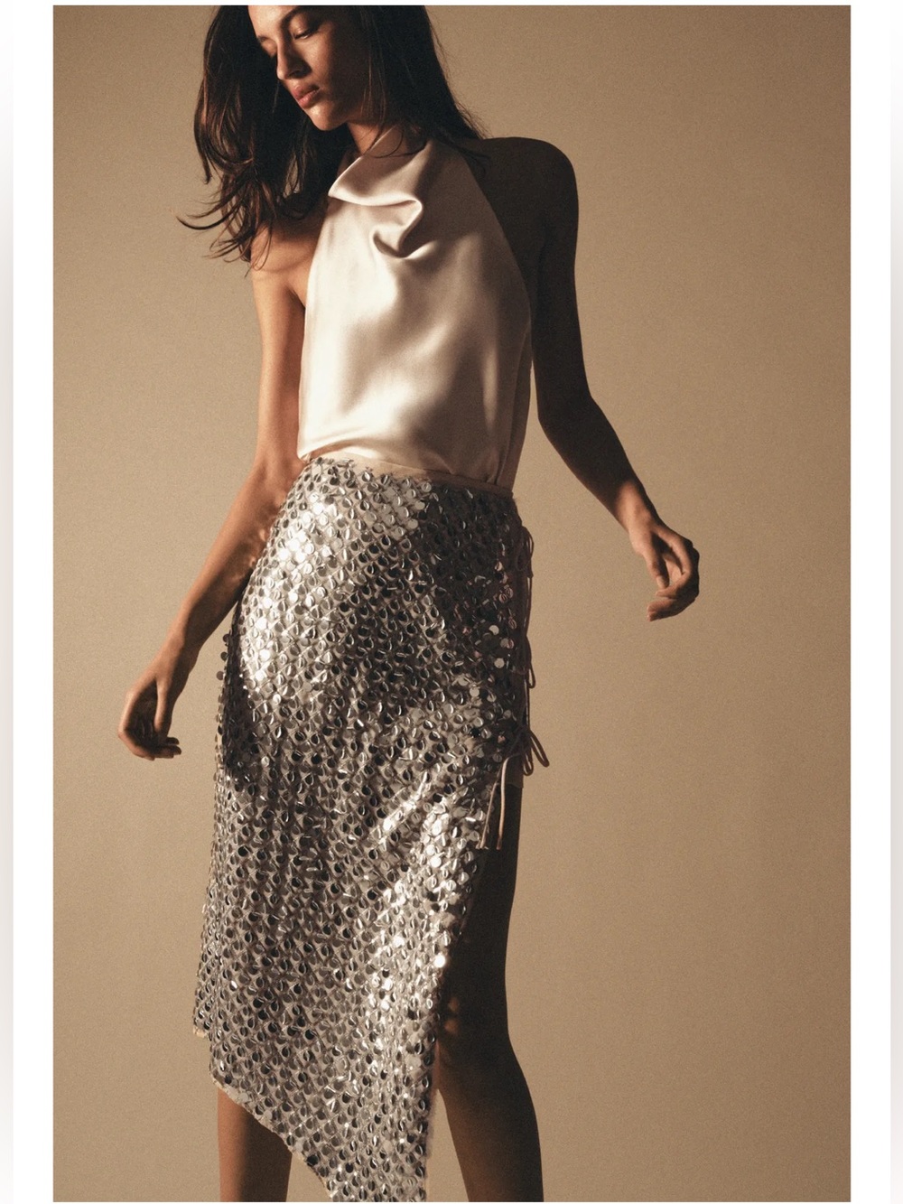 Zara Asymmetric Sequin Midi Skirt - Picture 2 of 6